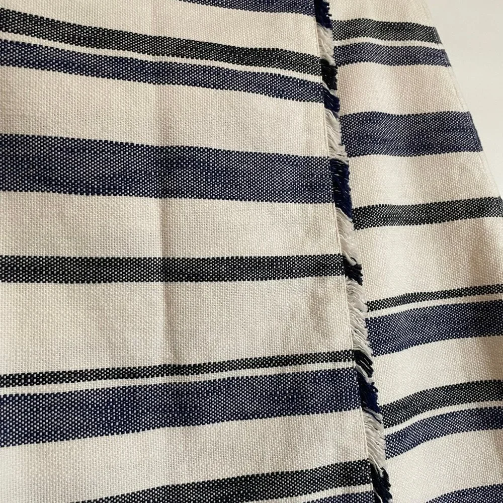LOFT Striped Faux Wrap Skirt with Fringe Trim - Picture 6 of 7